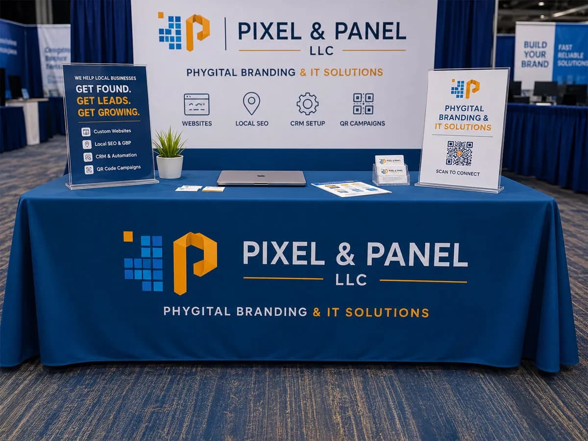 Custom branded table cover at an outdoor event in Port Arthur Texas