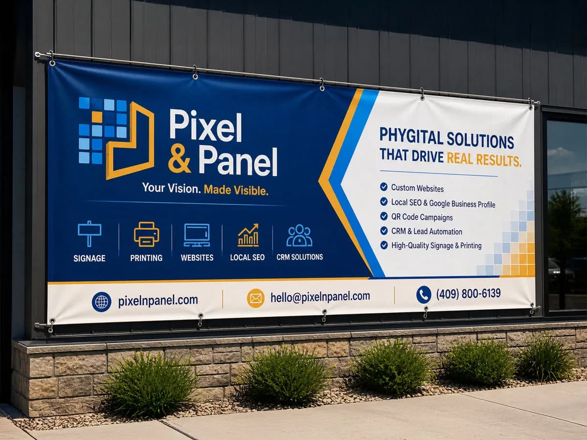 Custom vinyl banner for a local Beaumont Texas business