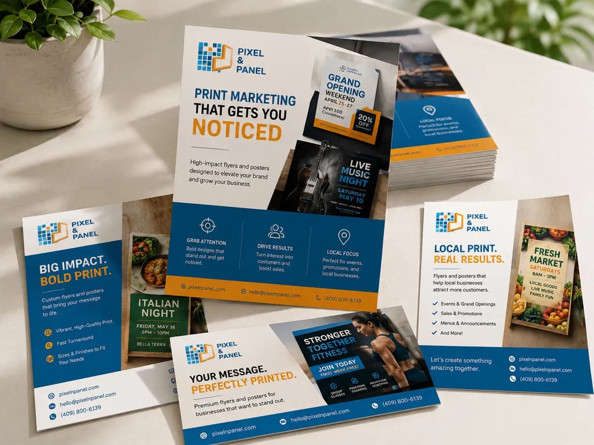 Promotional flyers for a Port Arthur Texas local business