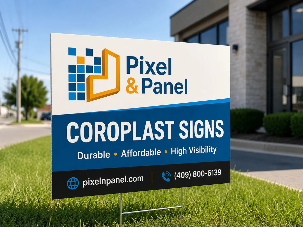 Custom coroplast sign panels for a Port Arthur Texas promotion
