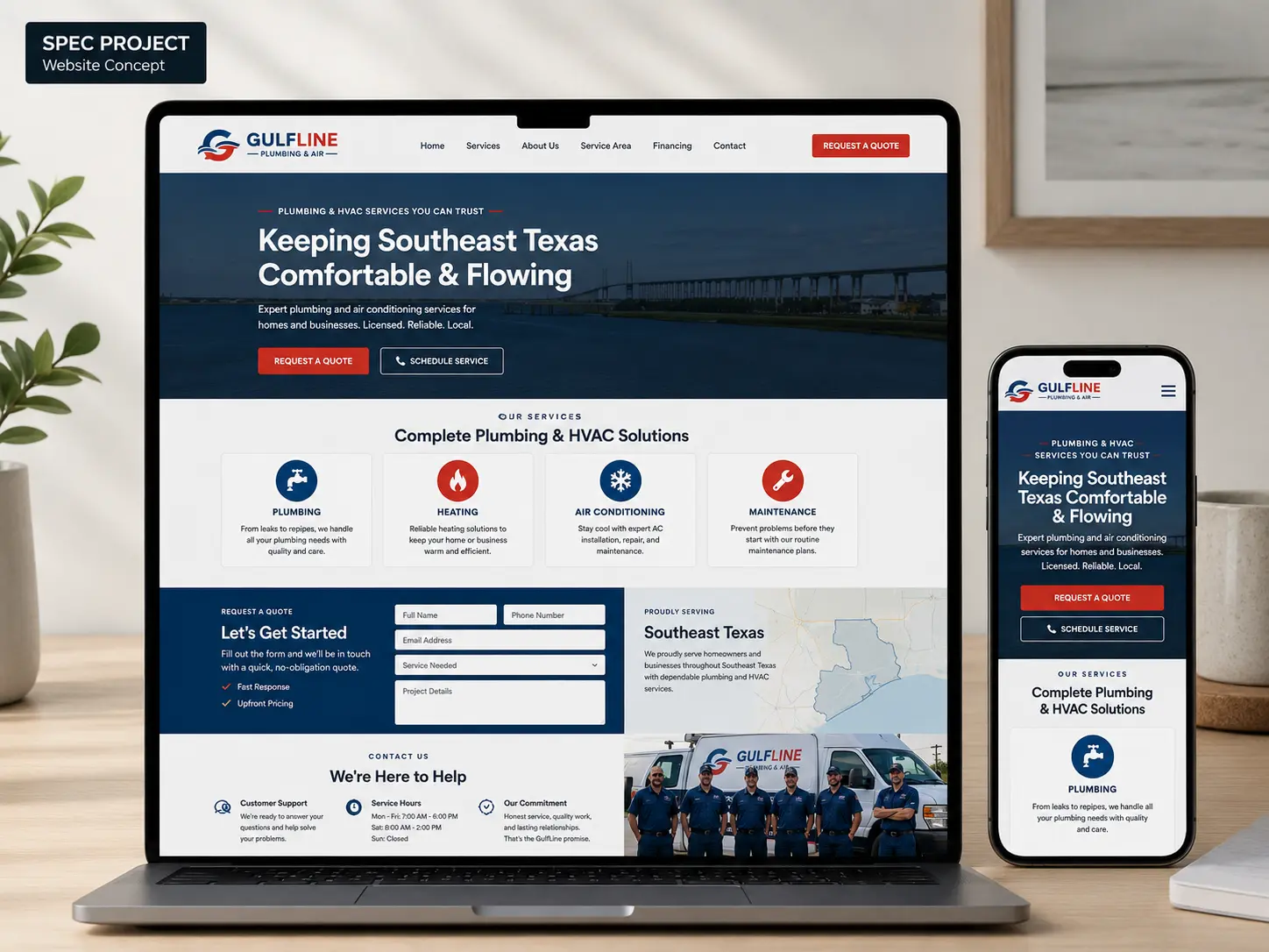 Local business website concept mockup for Pixel & Panel
