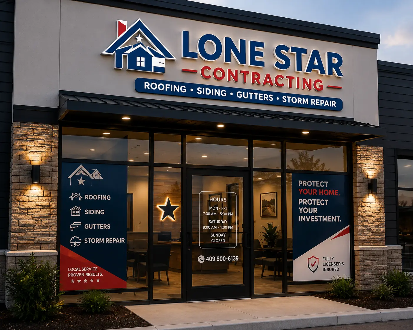 Storefront signage and window graphics concept by Pixel & Panel