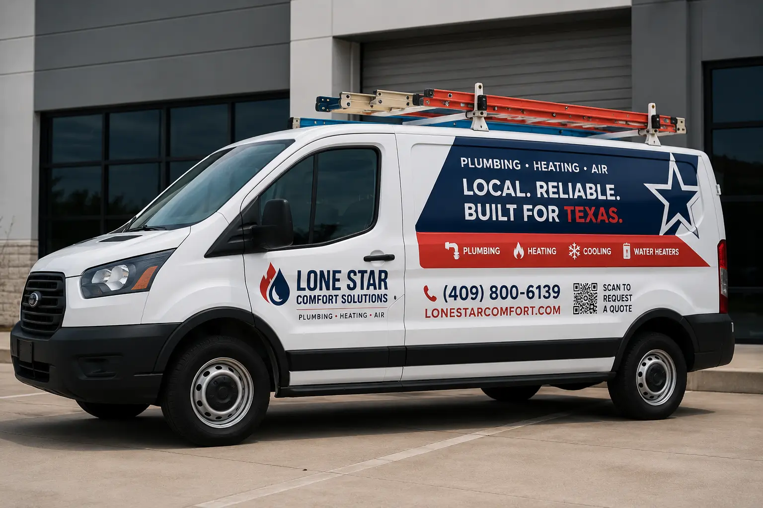 Pixel & Panel vehicle graphics concept on a white service truck