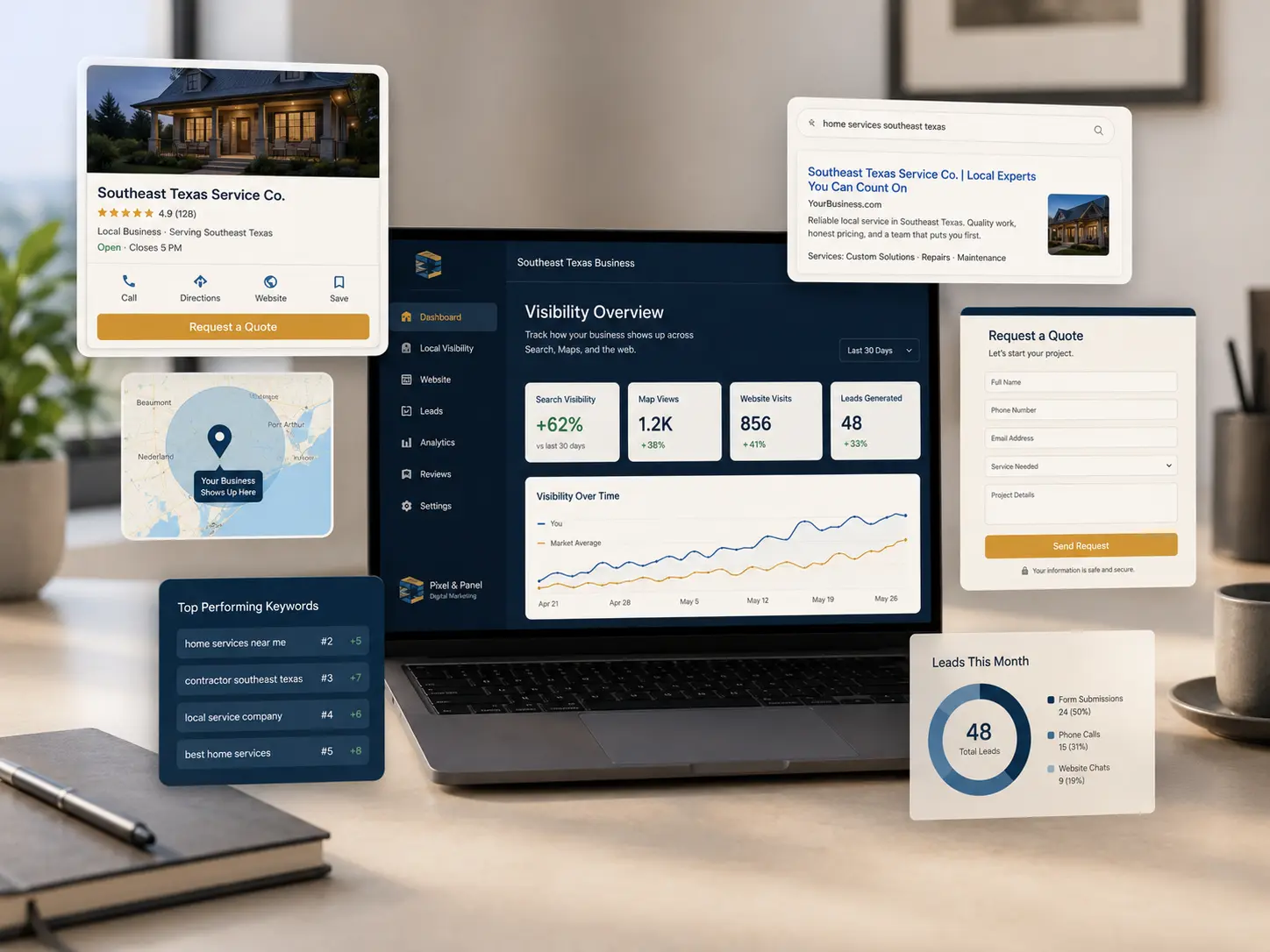 Website and Google visibility concept for Southeast Texas businesses