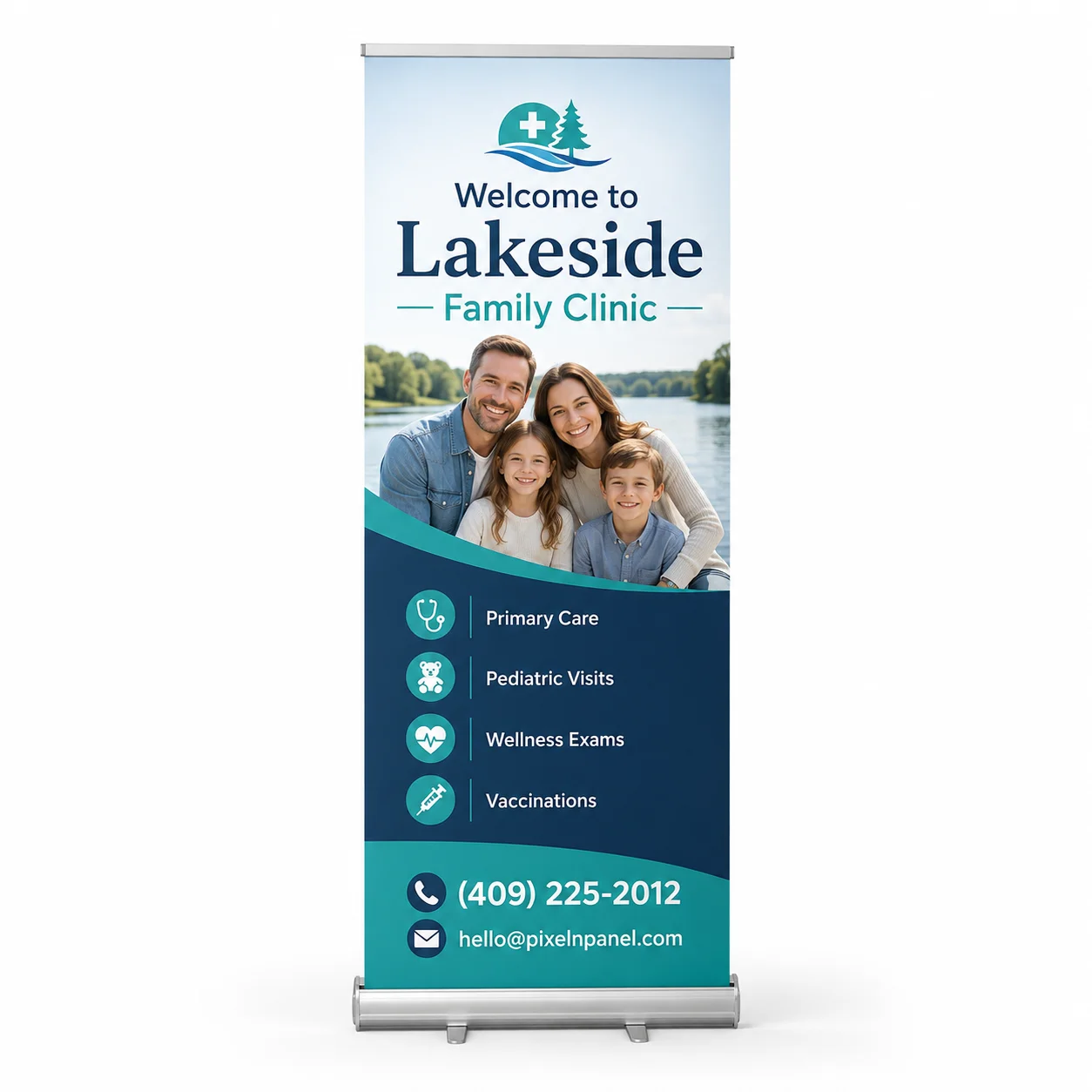 Standard retractable roll-up banner stand for events in Beaumont TX