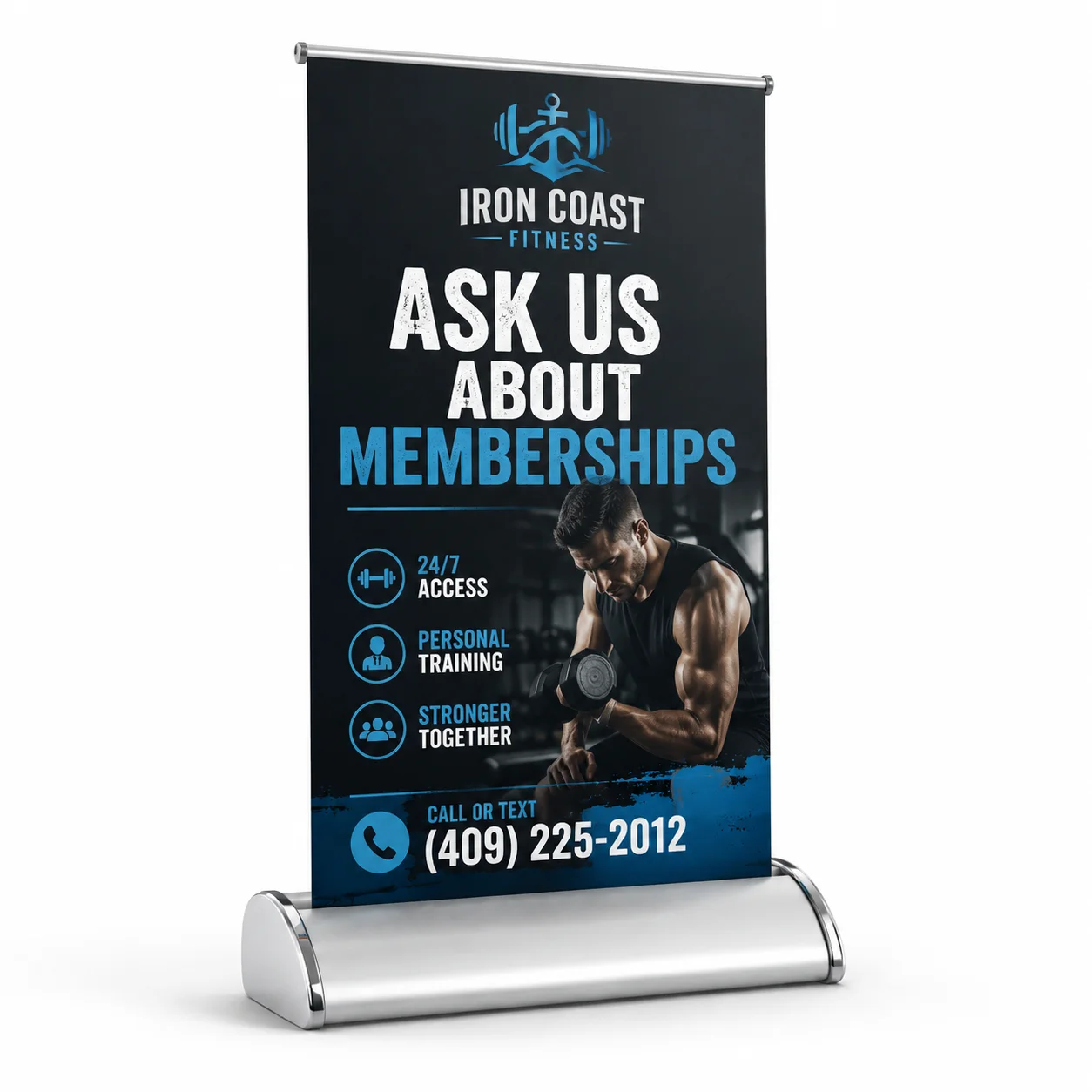 Mini tabletop retractable banner stand for counters and trade shows in Beaumont TX