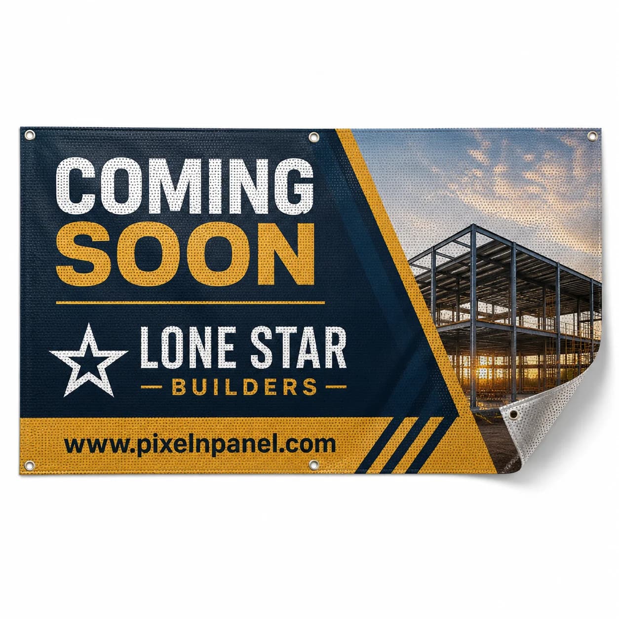 Custom mesh banner on a chain-link fence for windy outdoor signage in Beaumont TX