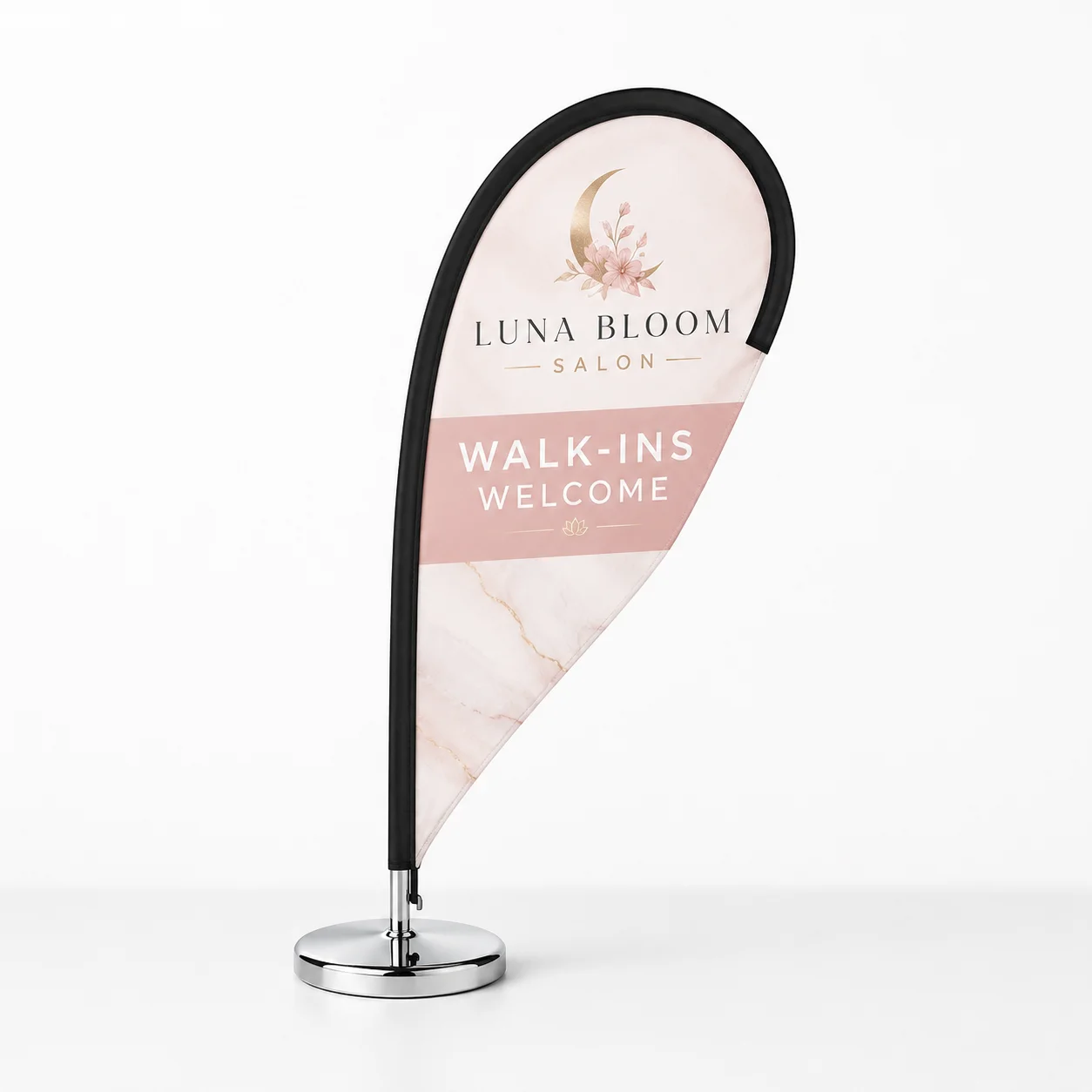 Mini desktop teardrop flag for counters and trade shows in Beaumont TX