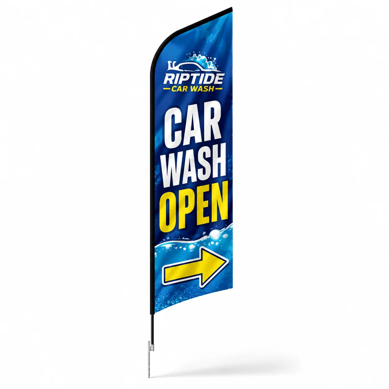 Custom angled feather flag for outdoor advertising in Beaumont TX