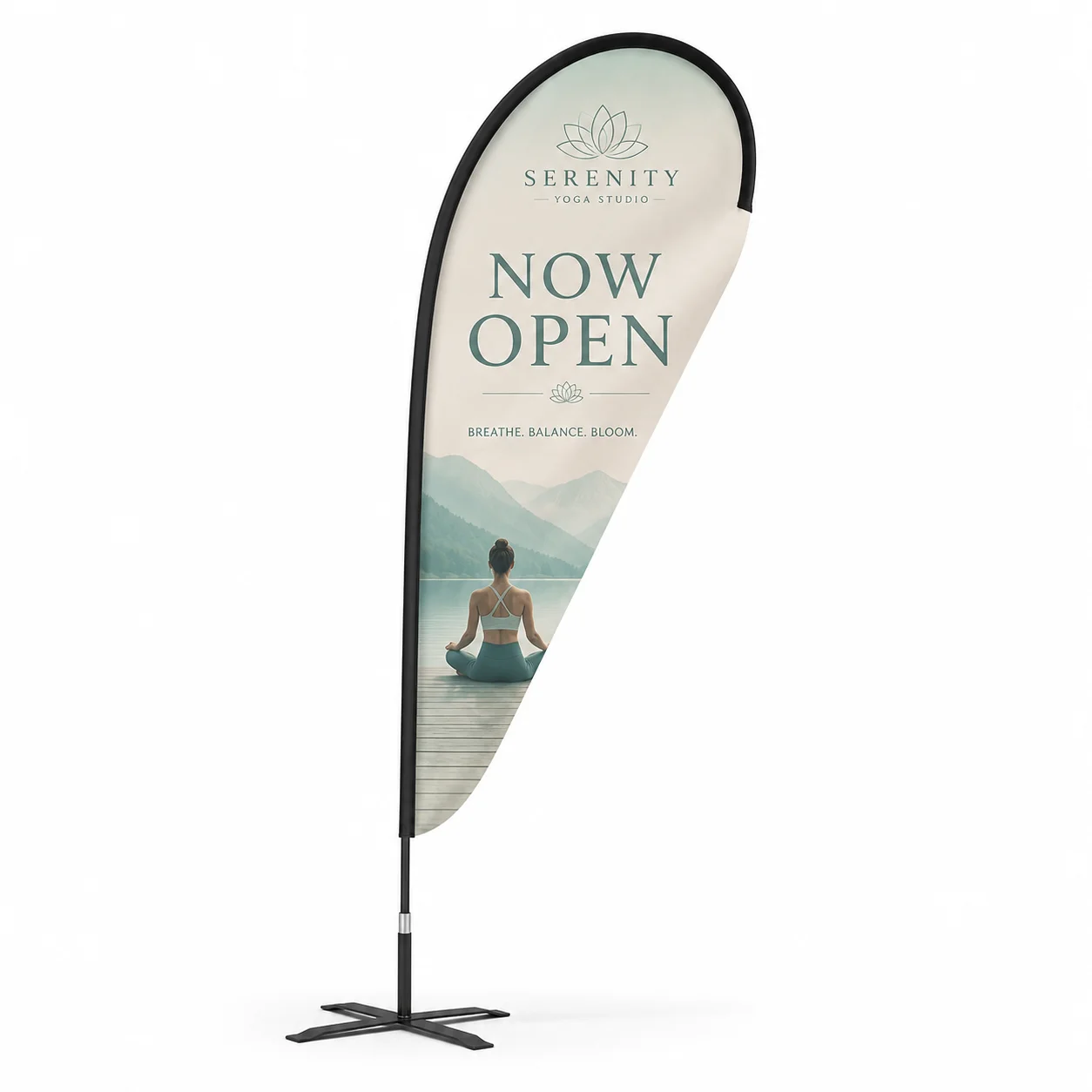 Custom teardrop advertising flag for events in the Golden Triangle TX