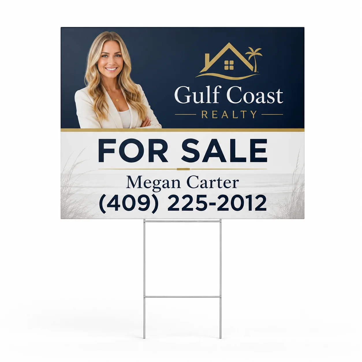 Real estate FOR SALE yard sign with H-stake in Beaumont TX