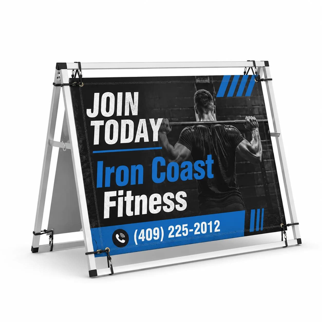 Outdoor banner A-frame display stand in Beaumont TX