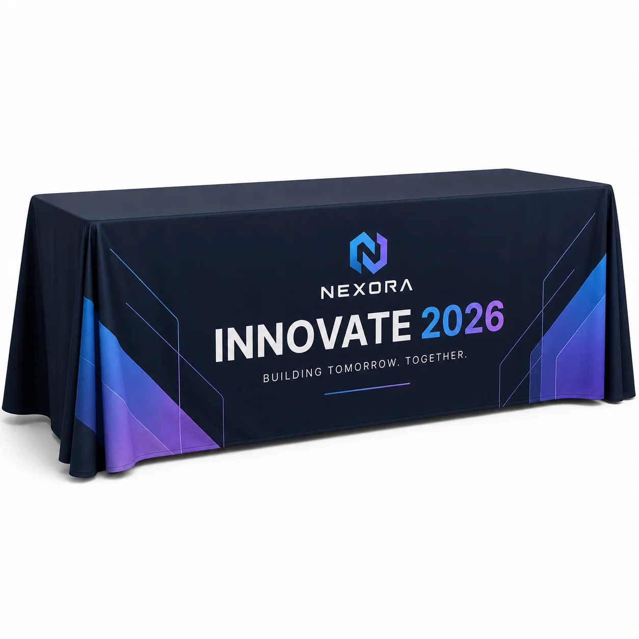 Custom 6 foot fitted table throw for trade shows in Beaumont TX