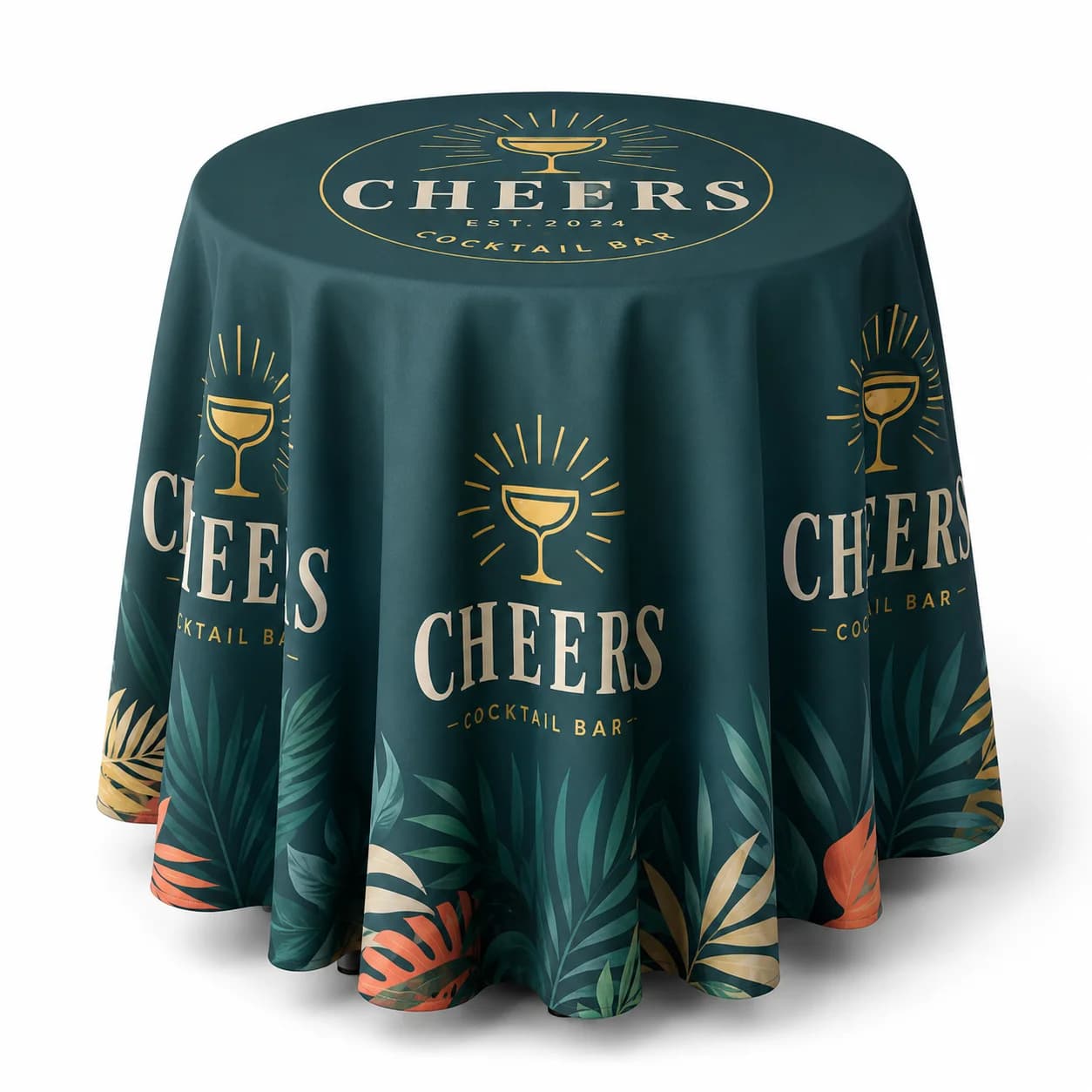 Custom round cocktail table cover for events in Beaumont TX
