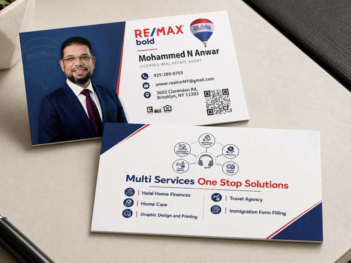 Double-sided RE/MAX real estate agent business card design by Pixel & Panel